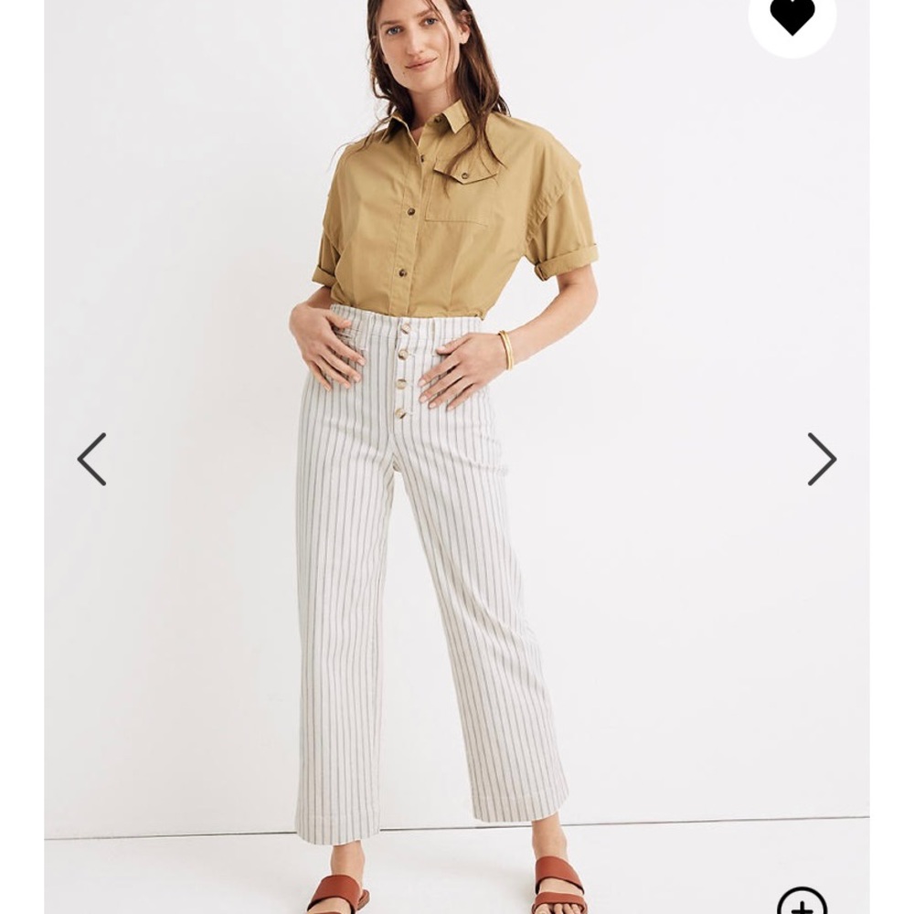 Slim Emmett Wide-Leg Crop Pants in Indigo Stripe